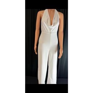 Shein cowl neck open back Wide leg jumper Large white